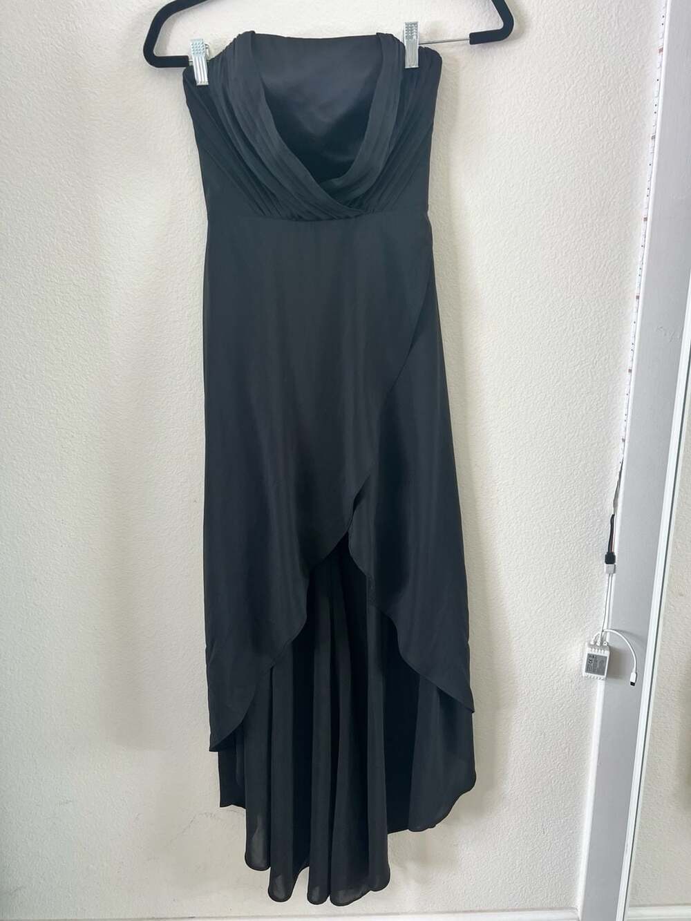 bebe Women's Black Strapless Cowl Neck High-Low Cocktail Dress